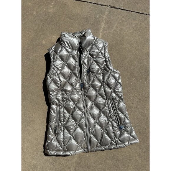 Calvin Klein Puffer Vest Womens Small Champagne‎ Silver Metallic Down Quilted - Picture 13 of 14
